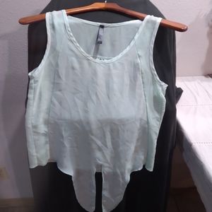 Flowers tie green tank top